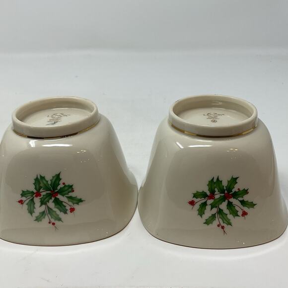 Lenox Holiday Dimension Square Treat Bowls Set Of 3 Christmas Holly Berry Candy - Picture 11 of 13